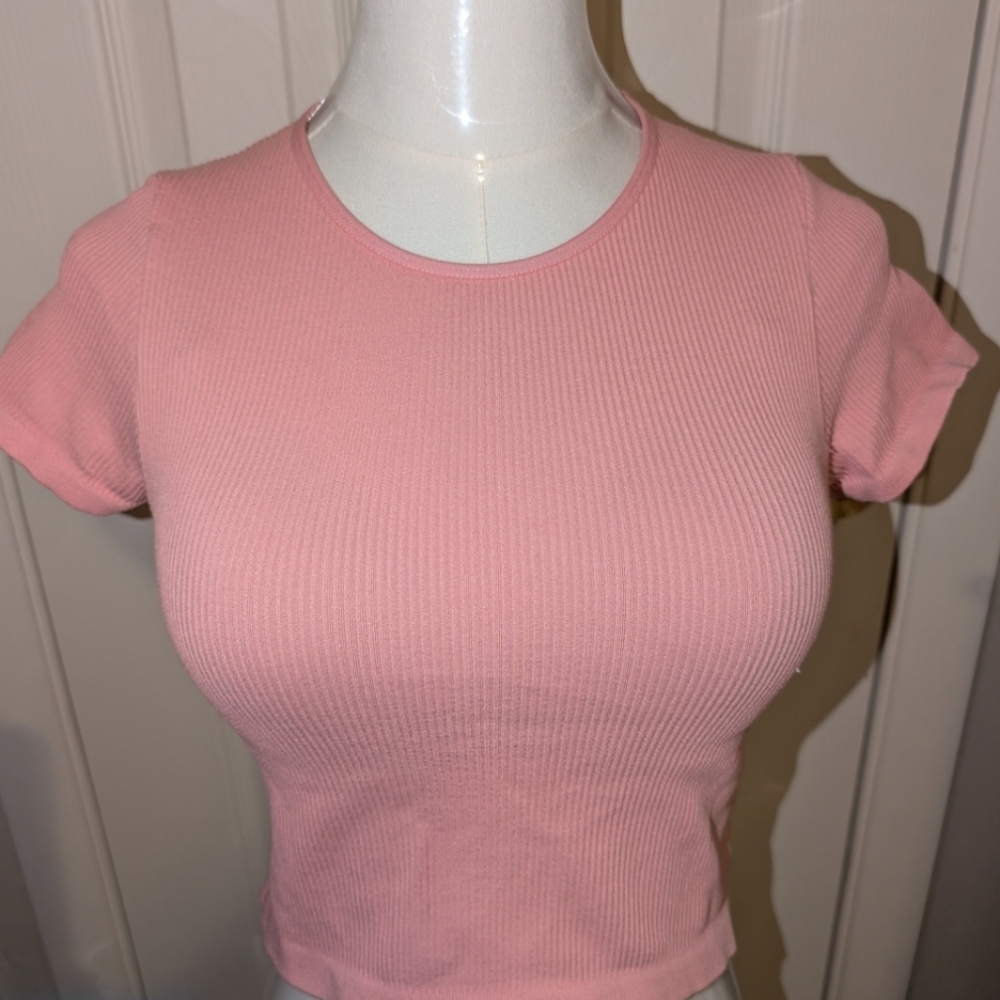 🩷👕💚 4 Fitted Short Sleeve Ribbed Crop Tops (EUC barely worn!) - Picture 4 of 16